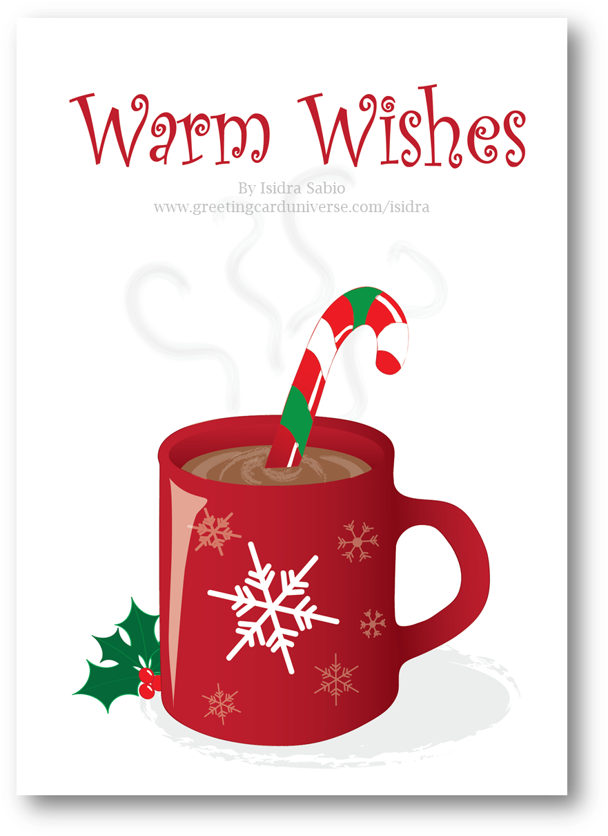 Hot Chocolate Clipart Warm Wish - Hot Chocolate Christmas Cards (895x1222), Png Download