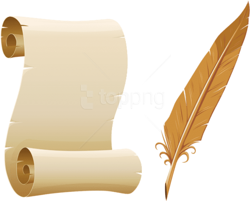 Free Png Download Scrolled Paper And Quill Pen Clipart - Paper And Quill Transparent (850x672), Png Download
