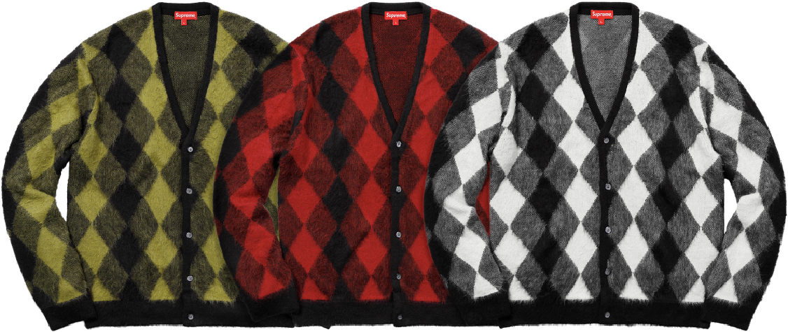 Brushed Argyle Cardigan, $158 - Supreme Brushed Argyle Cardigan (1125x1103), Png Download