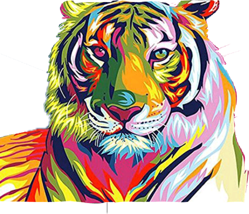 #tiger #leon #wild #wildanimal #wildanimals #wildish - Easy Tiger Painting (1024x883), Png Download