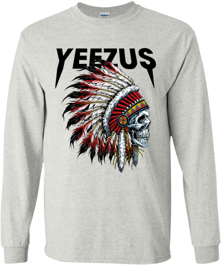 Yeezus Shirt Kanye God West Dream Tour College Graduate - Indian Chief Tattoo Skull (1024x1024), Png Download