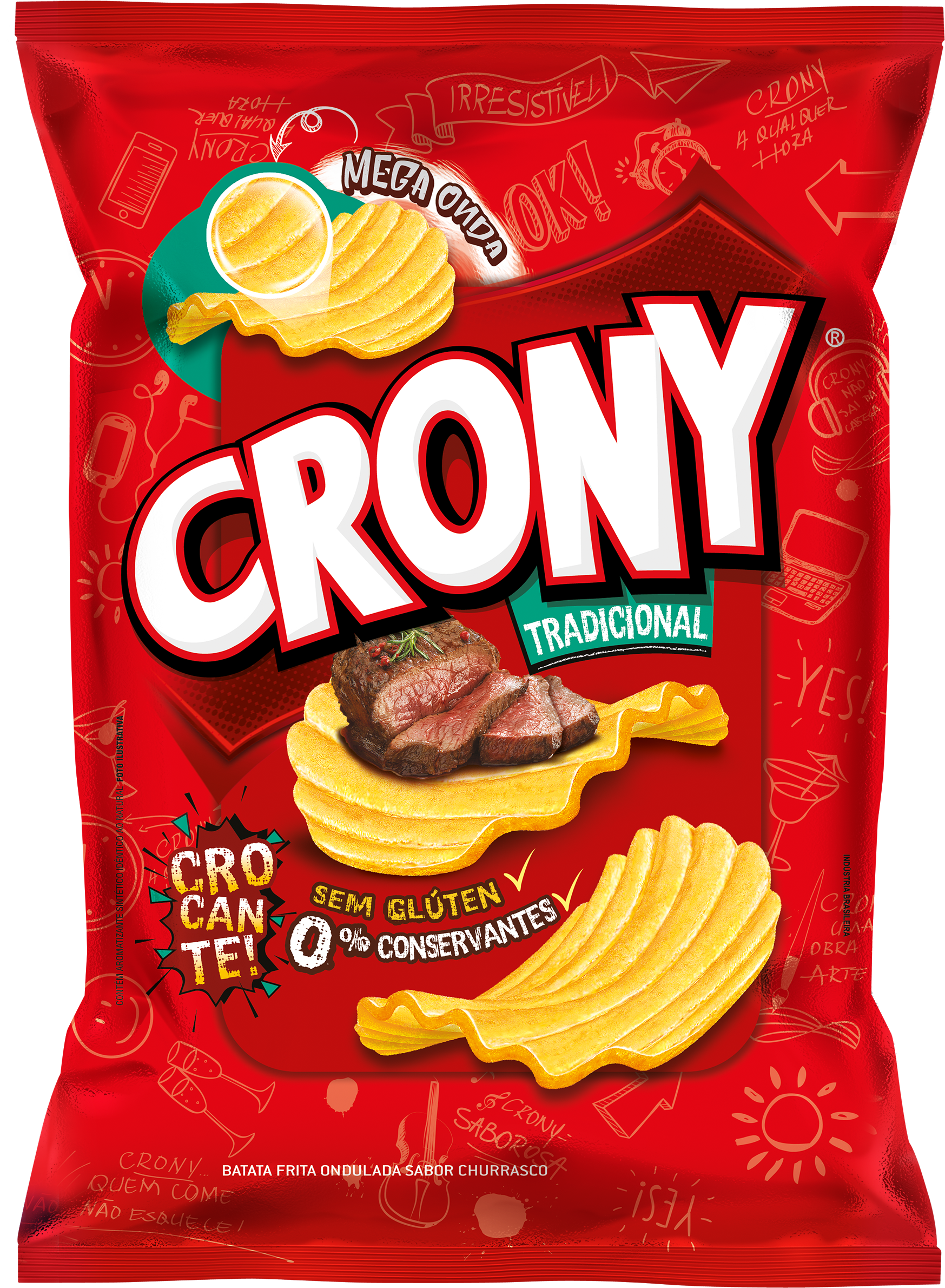 Batata Ondulada Crony , Tradicional, Mega Onda, Frita, - Potato Chip (1961x2639), Png Download