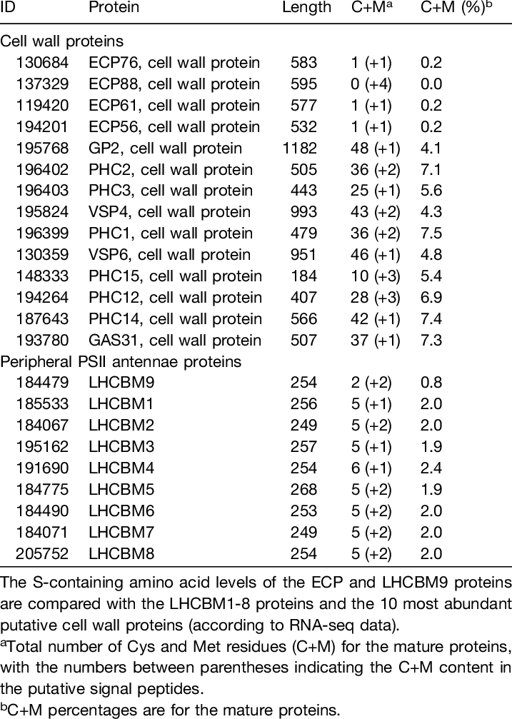 S Containing Amino Acid Content Of Cell Wall And Psii - Document (717x1007), Png Download