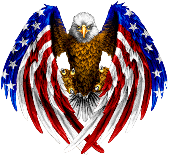 Epic Eagle T-shirt, Ap80013 - Eagle High Resolution American Flag (600x568), Png Download