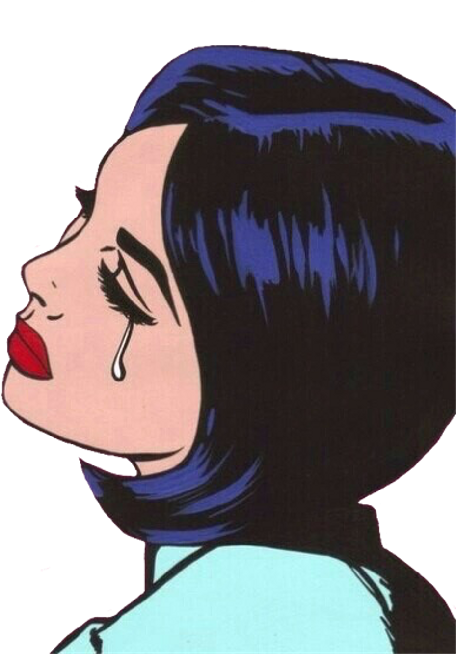 Aesthetic Vaporwave Tumblr Sadgirl Sadtumblr Modern - Pop Art Comic Girl Crying (1024x1381), Png Download