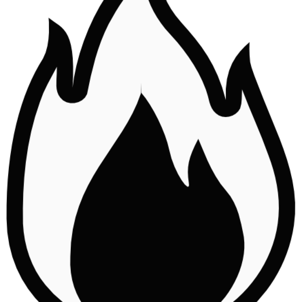 Flame Clipart Black And White Fire Flames Clipart Black - Fire Clip Art Black And White (1024x1024), Png Download