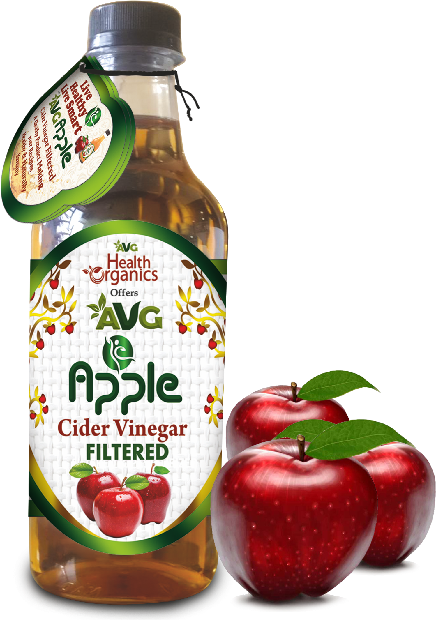 Avg Apple Cider Vinegar Filtered - Glass Bottle (2084x2309), Png Download