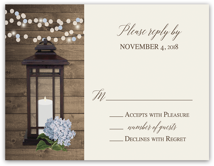 Metal Lantern Floral Wedding Rsvp Reply Cards - Hydrangea (900x900), Png Download
