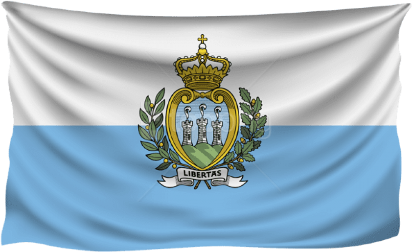 Free Png Download San Marino Wrinkled Flag Clipart - San Marino Flag Png (850x520), Png Download