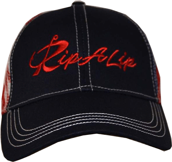 Black American Flag Mesh Back W/ Red Rip A Lip Logo - Baseball Cap (800x754), Png Download