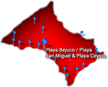 Nicoya Playa Bejuco Playa San Miguel Playa Coyote - Map (357x337), Png Download