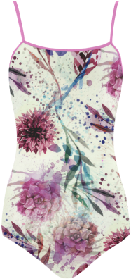 Watercolor Flowers Strap Swimsuit - Pattern (500x500), Png Download