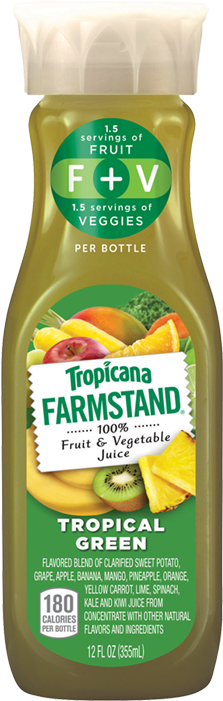 Tropicana Juice - Tropicana Farmstand Fruit And Vegetable Juice, Tropical (300x700), Png Download