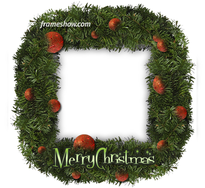 Christmas Garland Photo Frame Ecard - Garland Frame Christmas Png (416x382), Png Download
