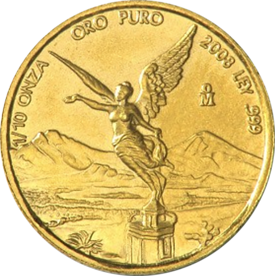 Pre-owned 2008 Mexican Libertad 1/10oz Gold Coin (900x904), Png Download