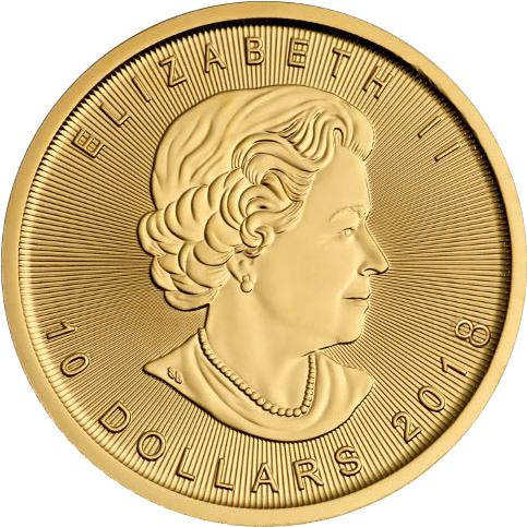 2018 Canadian Maple Leaf Gold Coins - 2018 Canadian Maple Leaf Gold Coin 1 4 Oz (500x500), Png Download