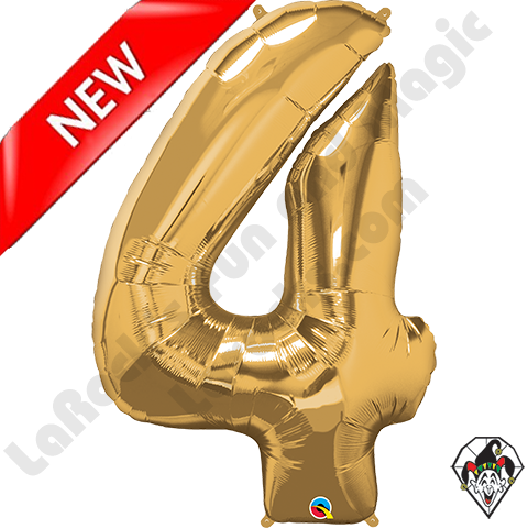 Alternative Views - - Number 4 Gold Super Shape Number Foil Balloon (480x480), Png Download