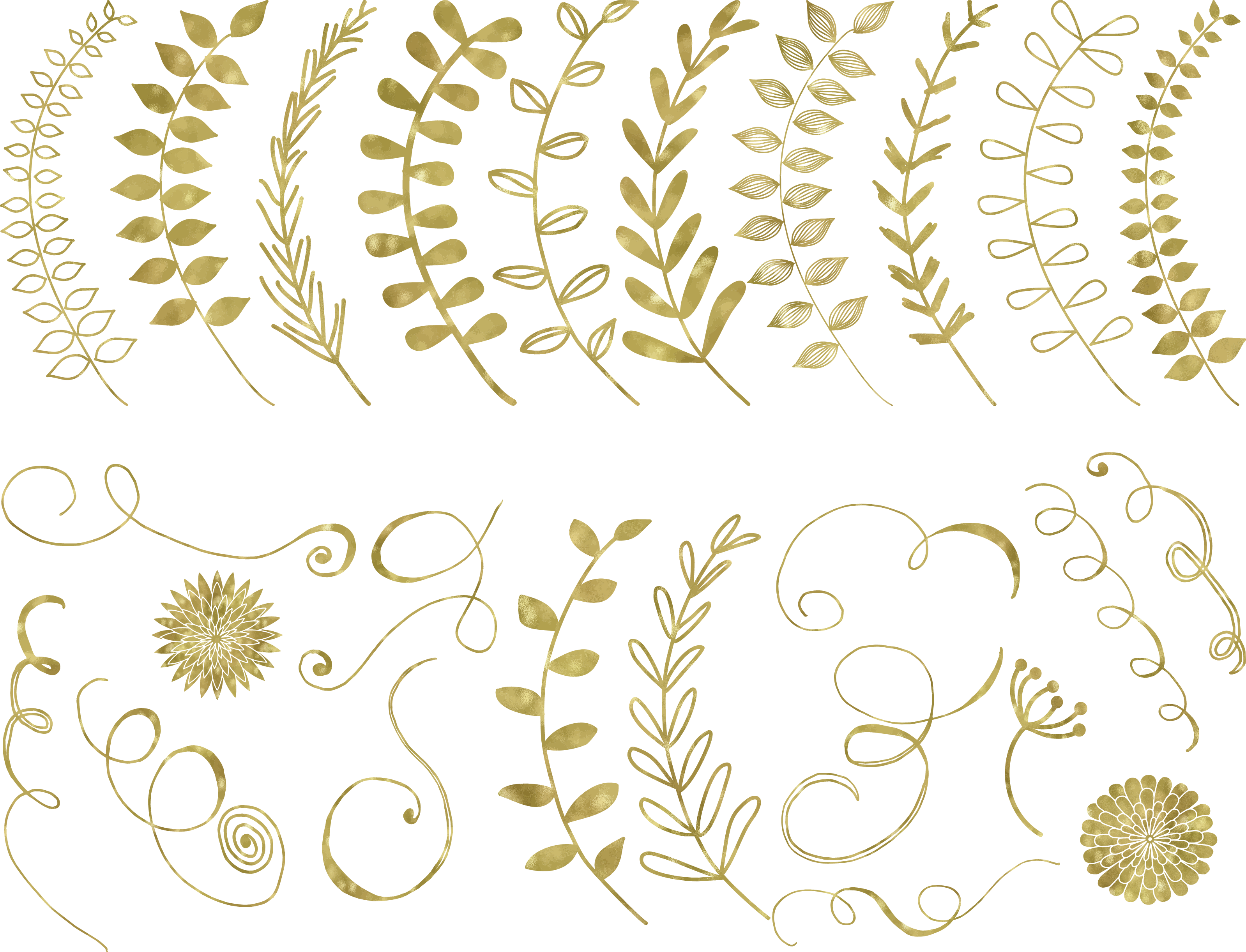67 Gold Foil Elements Example Image - Gold Circle Floral Png (3197x2443), Png Download