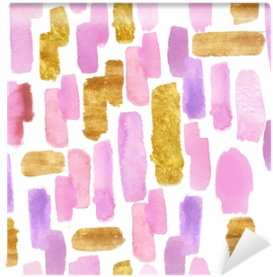 Pattern Of Gold And Watercolor Brush Stroke Wall Mural - Watercolor Painting (400x400), Png Download