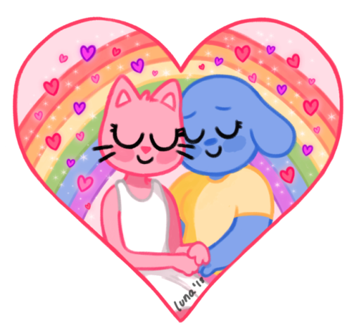 A Lil Doodle Of My Favourite Girls 🐱💓🐶 Rosie And - Tumblr (500x473), Png Download