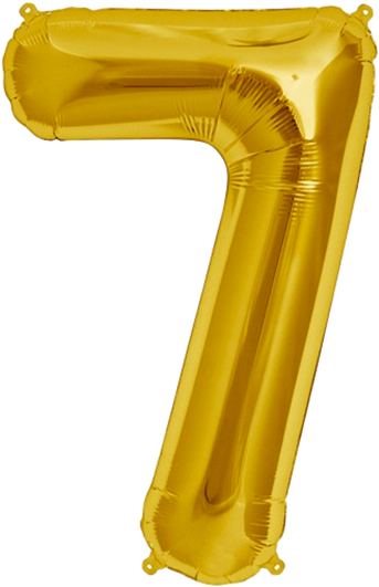 Foil - Number 7 Gold Balloon (364x550), Png Download