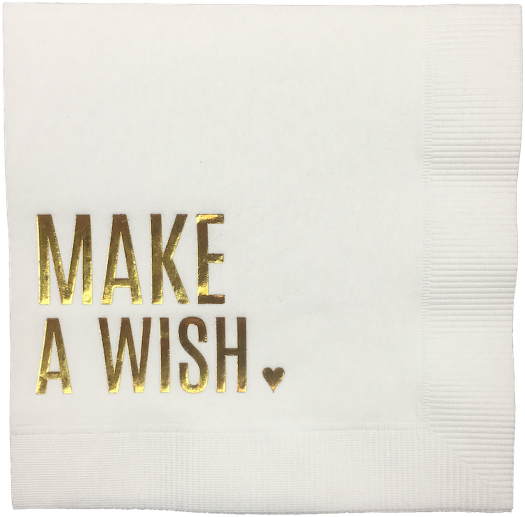 Make A Wish White With Gold Foil Party Napkins - Paper (1024x1015), Png Download