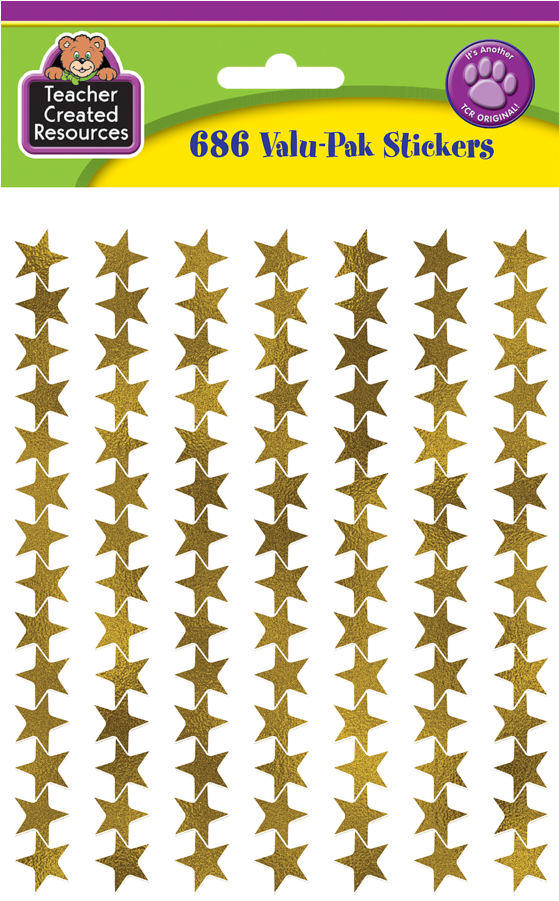 Tcr5799 Gold Foil Stars Stickers Valu-pak Image - Teacher Created Resources Chevron Mini Stickers Valu-pak (900x900), Png Download