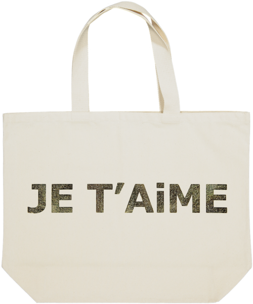 Je T'aime Grand Canvas Bag In Natural With Gold Foil - Grand Canvas Bag - Je T'aime Natural (600x600), Png Download