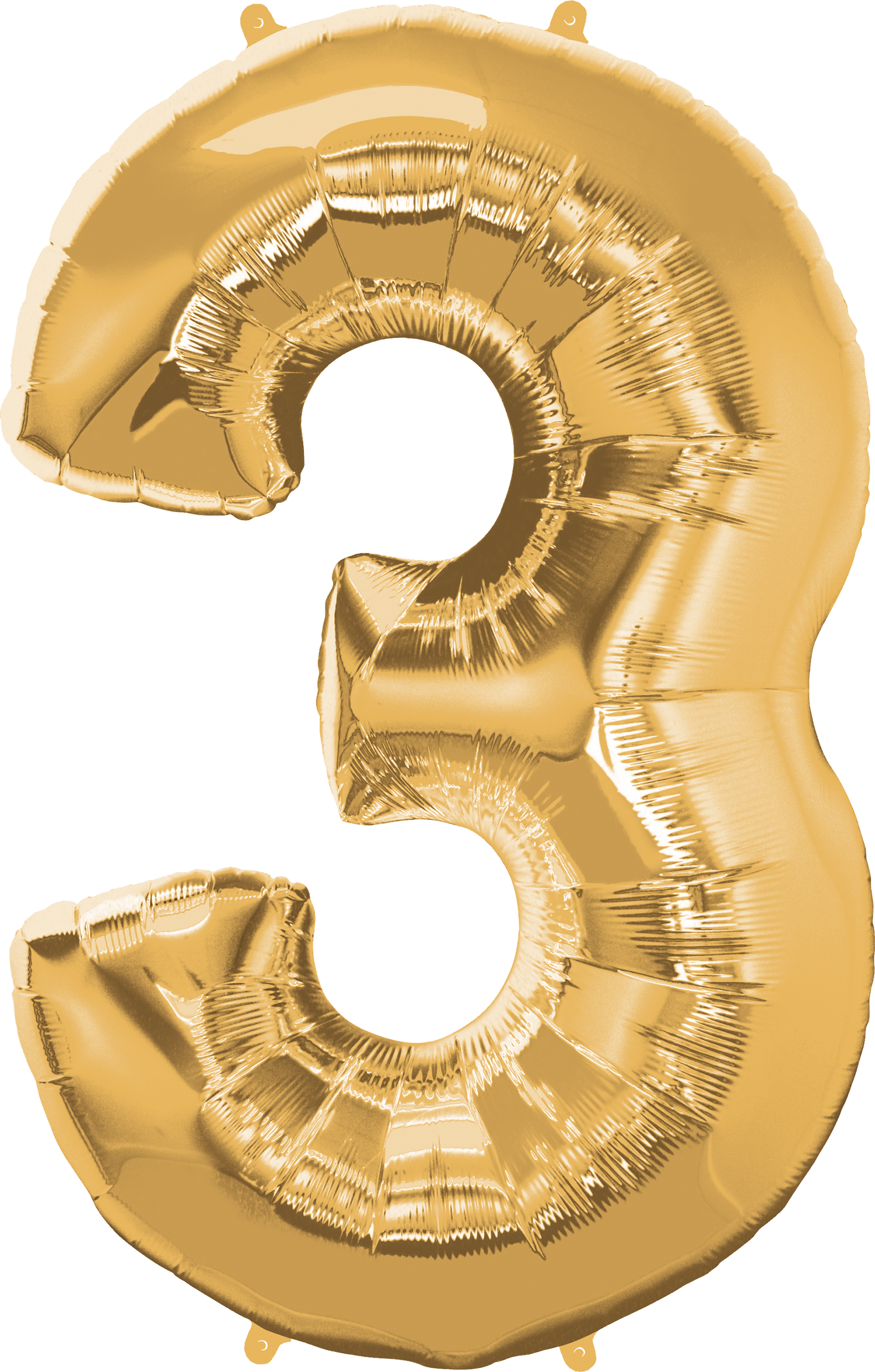 Way To Celebrate 42" Number 3 Gold Foil Balloon - Number Three Gold Foil Balloon (1578x2473), Png Download