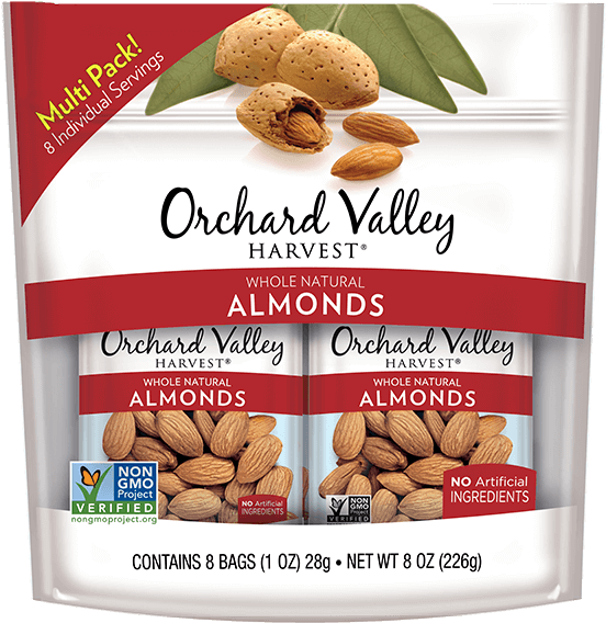 Orchard Valley Harvest Whole Natural Almonds 8 Oz. (600x600), Png Download