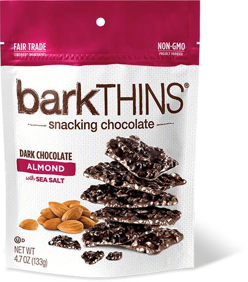 Dark Chocolate Almond With Sea Salt - Bark Thins Dark Chocolate Almond (500x568), Png Download
