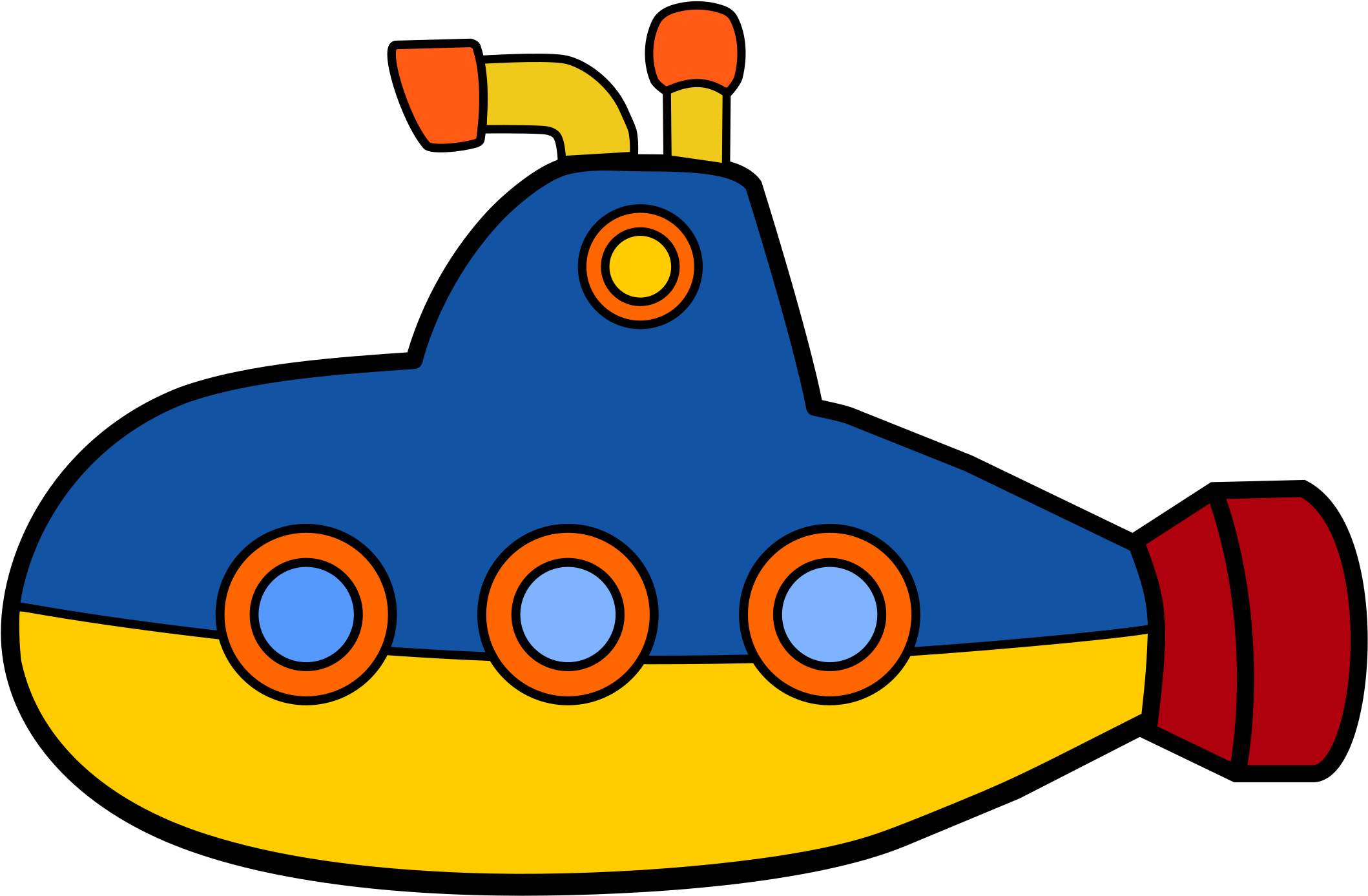 Alphabet Word Images Amarillo Blue El Mar - Cute Submarine Clipart (519x340), Png Download