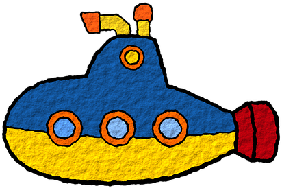 Amarillo Blue El Mar Mar Sea Sub Submarine - Submarine Clipart (520x340), Png Download