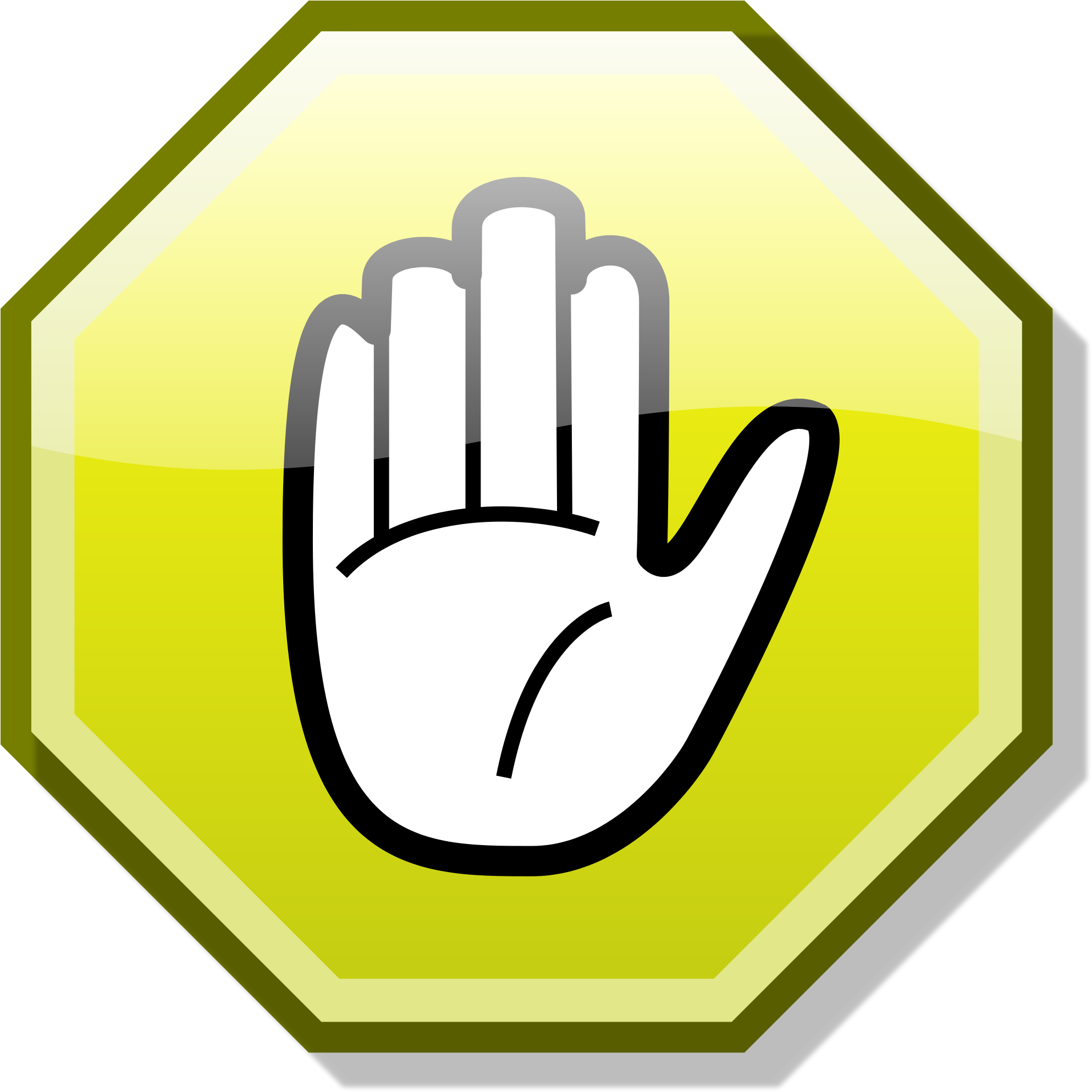 Open - Yellow Stop Hand (2000x2000), Png Download