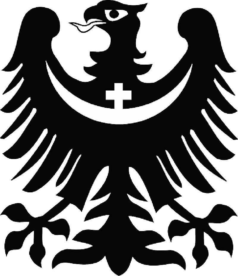 Cross, Silhouette, Eagle, Crescent, - Coat Of Arms Of Wrocław (800x927), Png Download