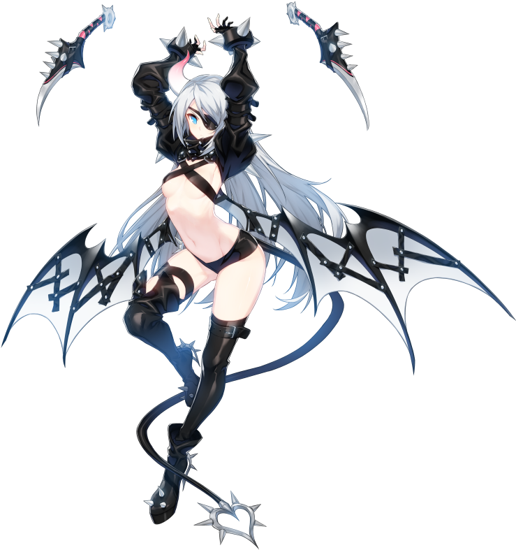 1girl Absurdres Arched Back Arms Up Blue Eyes Boots - Closers Online Nightmare Costume (850x901), Png Download