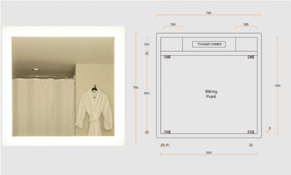 Ablaze Backlit Mirrors S Range Square S900c Without - Room (600x600), Png Download
