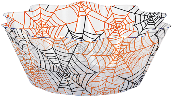 Clear Bowl With Spider Web Print For Halloween Party - Creative Converting Spiderwebs 8" Fluted Bowl/case (600x600), Png Download