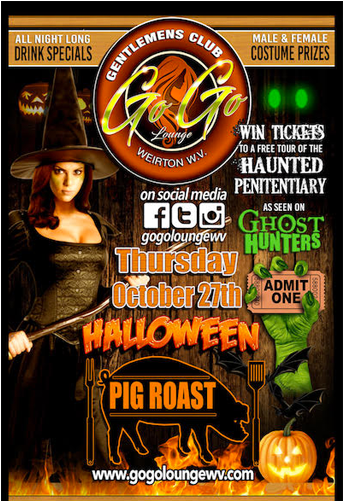 Go Go Lounge Halloween Party - Pittsburgh (574x500), Png Download