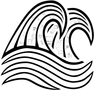 Line Art Wind Wave Drawing Breaking Wave - Wave Clip Art Black And White (362x340), Png Download
