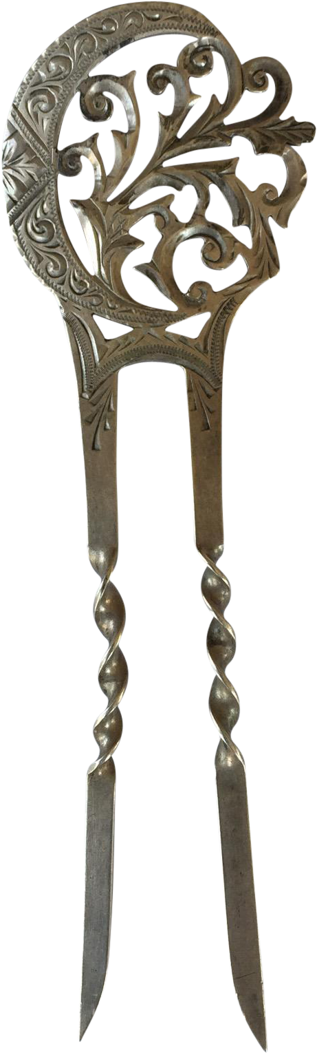 Ornate Sterling Silver Victorian Openwork Crescent - Comb (1529x1529), Png Download