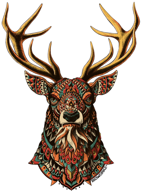 Ornate Buck Sticker - Ornate Buck (700x700), Png Download