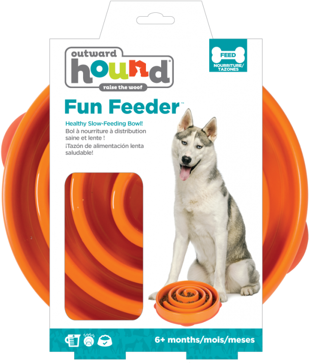 Outward Hound Fun Feeder Dog Bowl Coral Orange-a165857 - Slo Bowl Outward Hound (750x750), Png Download
