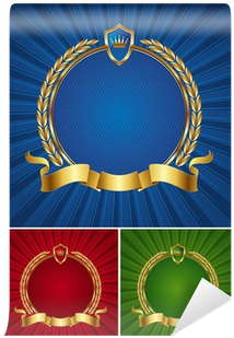 Round Golden Frame With Ribbon And Wreath Wall Mural - Law Of Honor [book] (400x400), Png Download
