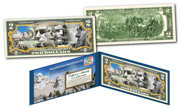 Mount Rushmore National Memorial Official $2 Bill - 2 Dollar Bill (600x600), Png Download
