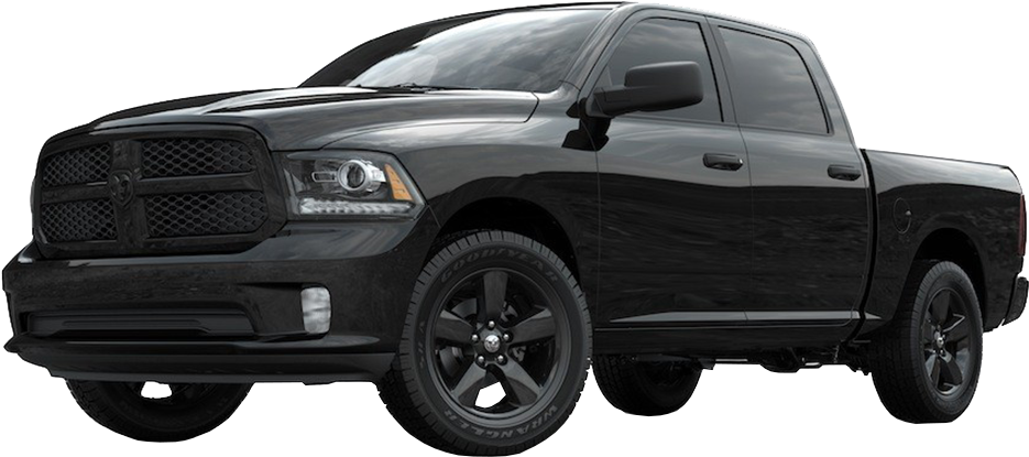 Big Trucks To Small - 2017 Dodge Ram Black Express (1100x497), Png Download
