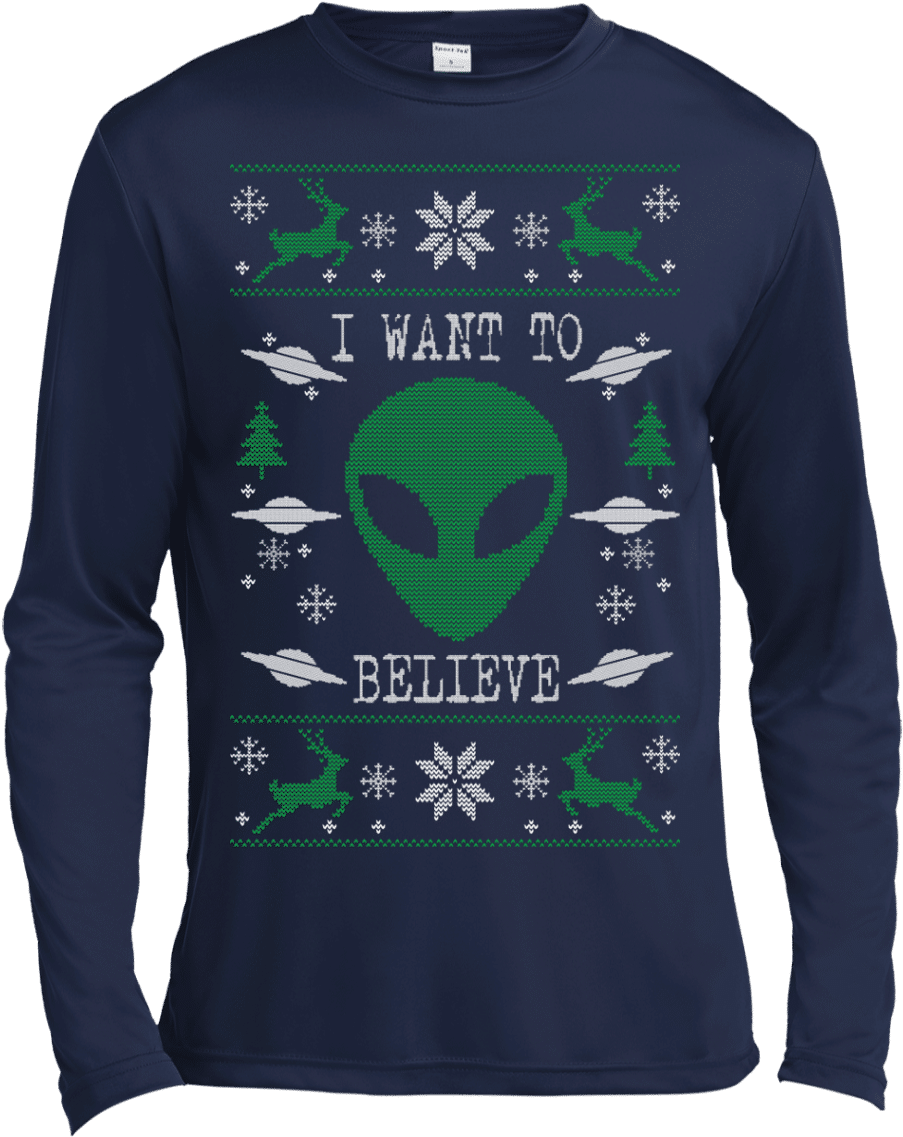 I Want To Believe X-files Ugly Sweater For Christmas - Fayetteville State University Shirt (1155x1155), Png Download