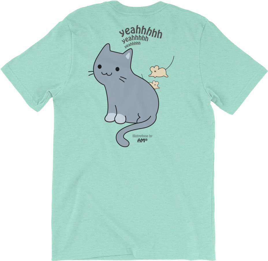 Happy Cat Heather Mint Light Cotton T-shirt - Rat (1000x1000), Png Download