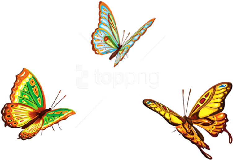 Free Png Three Butterfliespicture Png Images Transparent - Butterflies Clipart Png (850x577), Png Download