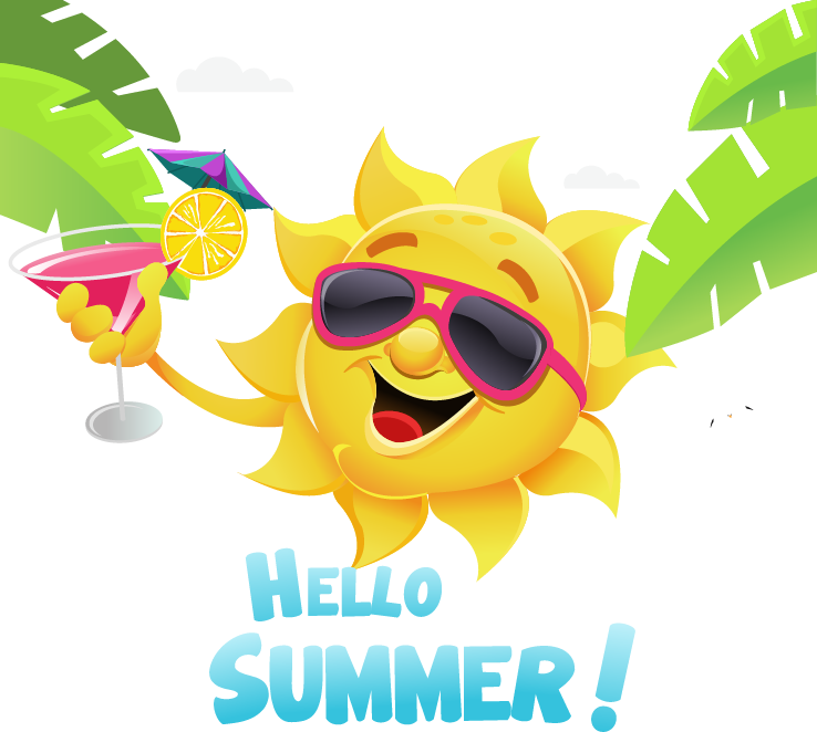 Summer Great Sun Illustration Element Fresh Cartoon - Hello To Summer (738x662), Png Download